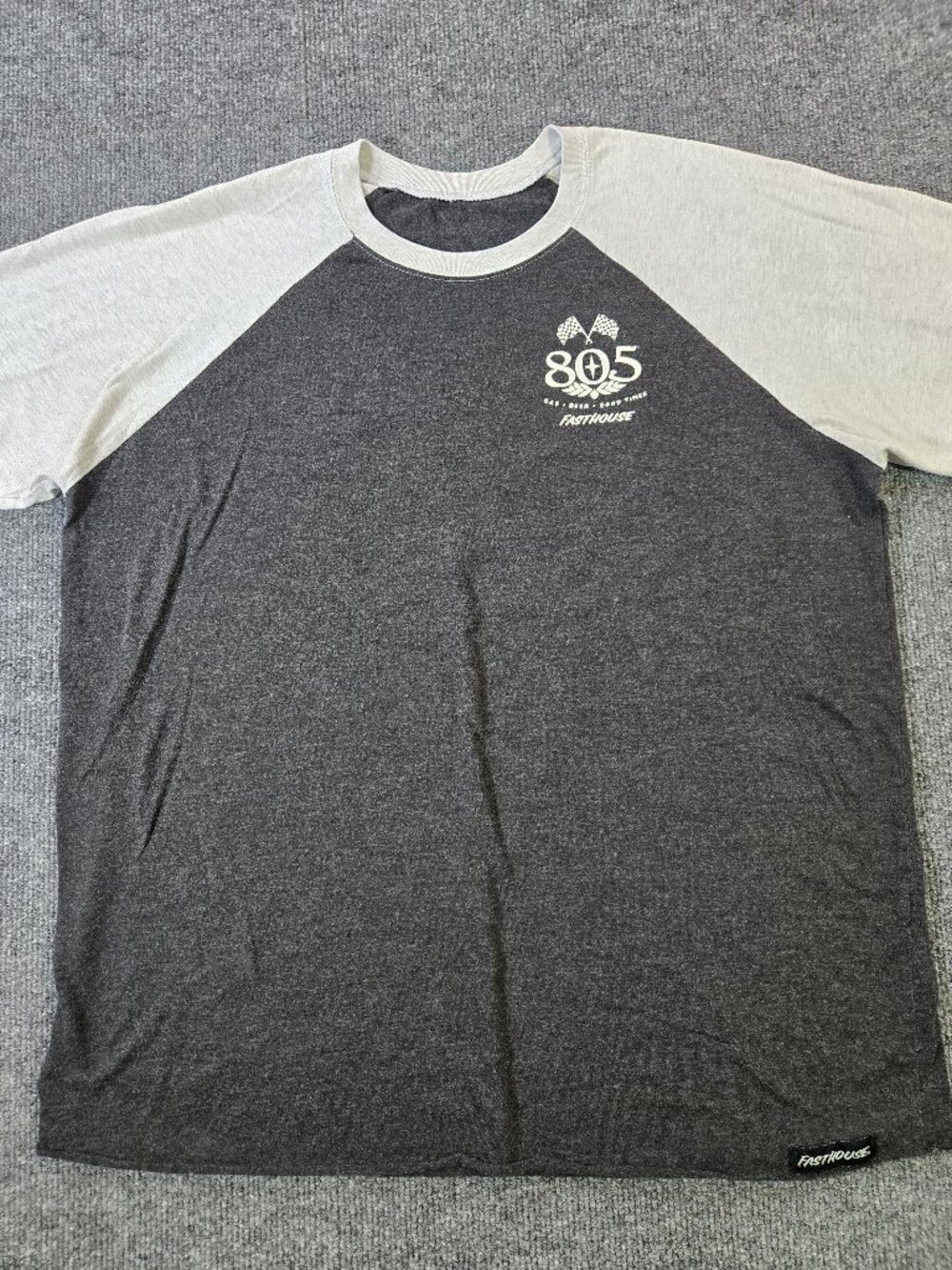 Fasthouse 805 Raglan Baseball Shirt Adult XL Black 3/4 Sleeve Moto MX Racing Tee